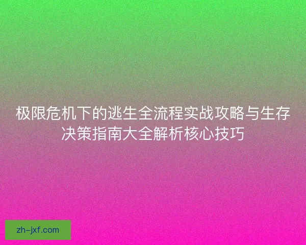 极限危机下的逃生全流程实战攻略与生存决策指南大全解析核心技巧