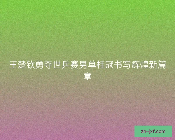 王楚钦勇夺世乒赛男单桂冠书写辉煌新篇章
