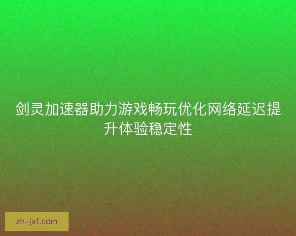 剑灵加速器助力游戏畅玩优化网络延迟提升体验稳定性
